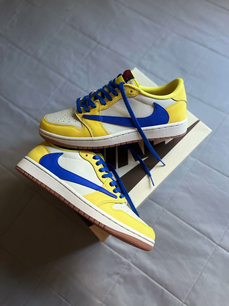 Par amarelo e azul da curadoria